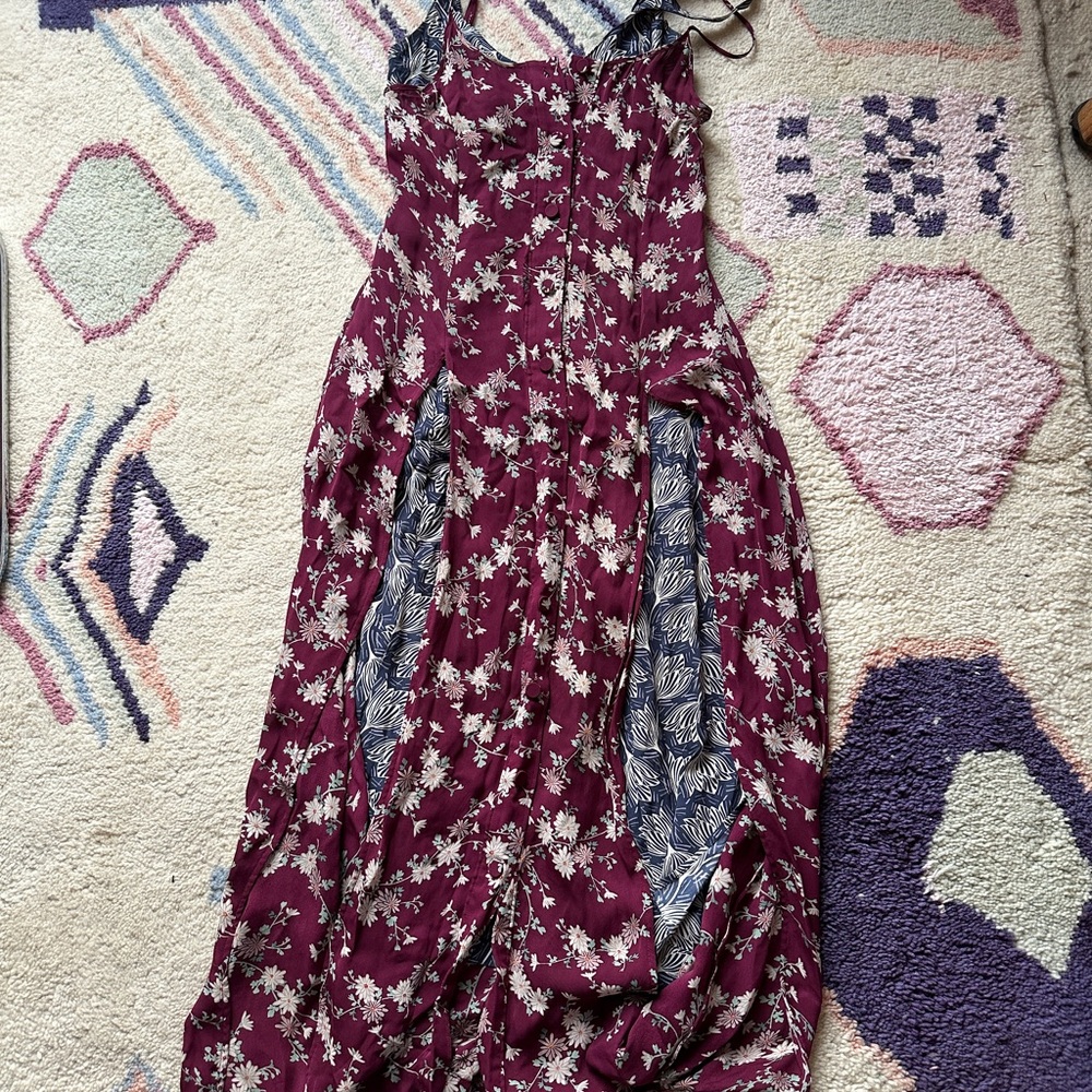 Floral Maxi Dress with Blue Accents